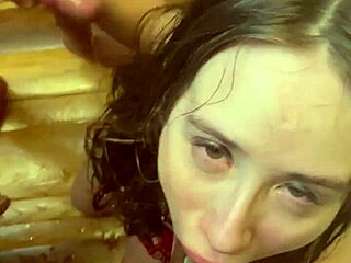 Lucky wife sucks three big cocks