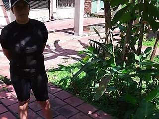 My trainer ends up banging me hard and cums on my big tits