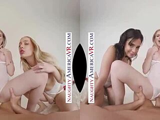 Super sluts fuck in VR foursome together