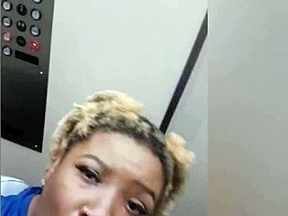 Ebony Tries Not To Get Caught Sucking Dick In Elevator