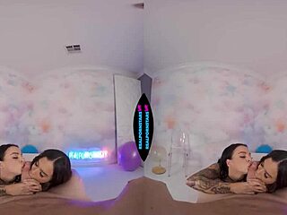 Pornstar VR threesome with shaved bubble butts in athletic action