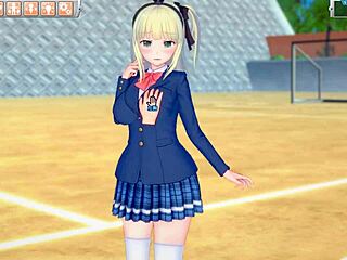 Anime Hentai Gold-Haired JK Yuzuki's MASSIVE BREAST MASSAGE in Wild Scene!