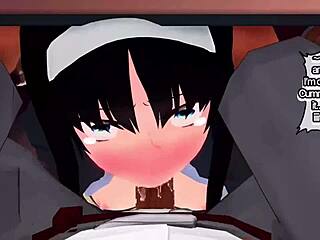 Blendy subbed with deepthroat action in anime style