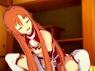 Asuna had unplanned sex in a village room from pov.