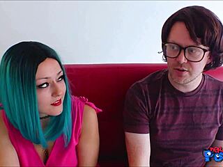 Busty Maeve Winters deepthroats nerd cock after steamy interview