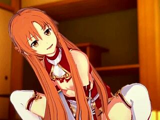 Asuna had unplanned sex in a village room from pov.