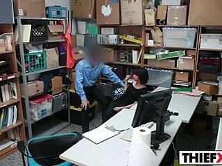 Teen Thief Penelope Reed Sucks Big Cock at Office Burglary in Garage