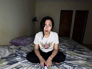 Latina slut masturbates in public bathroom