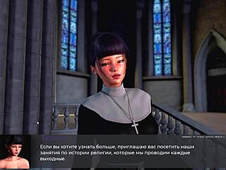 金髮修女在警察Hentai中被肛交