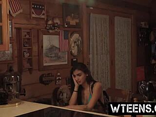 Petite chick gets deceived and gives rough blowjob with gagging and choking