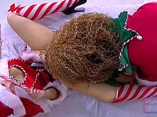 Bold Christmas Cosplay Threesome Blowjob Compilation with Rivera and Don Whoe