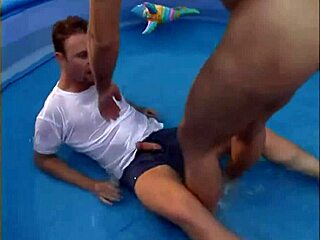 Guys worship feet in outdoor gay orgy