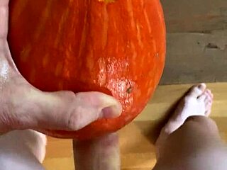 Big Cock Fucks Pumpkin And Cums