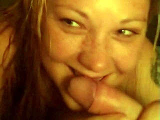 Wife's Quick Blowjob And Tit Play Before Bed.