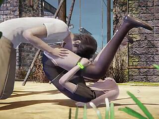 Big Tits Long Legs Girlfriend Gets Played in the Park in Hentai Animation