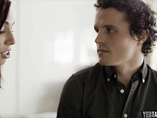 Closeted lesbian talked into rough straight doggystyle banging