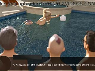 Blonde in bikini teases hot studs with juicy lingerie and nude costumes in jacuzzi!