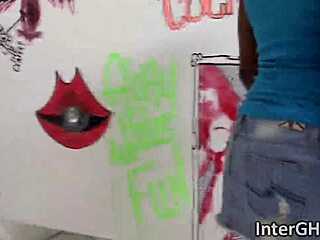 Can You Handle This Ebony Chick Blowing Big Cock Through Glory Hole?