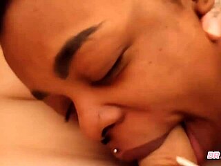 ebony babe sucks big white cock in interracial hardcore