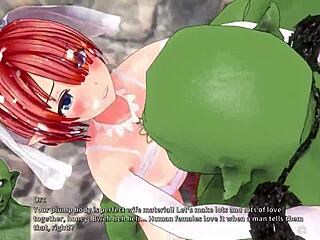 bride ricca meets big orc in 3d hentai game