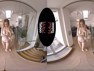 cum for me in this virtual taboo with the blond's shaved pussy