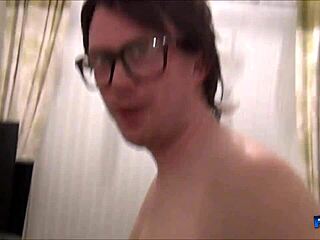 mona summers sucks hard on nerd cock