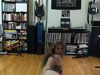 black and white skirt striptease with big tits and ass