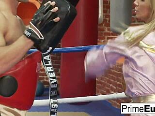 blonde babe bangs her horny boxing coach after training