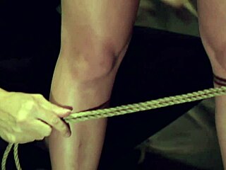 patricia kimberly tries shibari and ends up tied on all fours, petite blonde with small tits