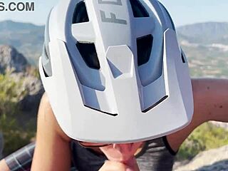 blonde teen gives blowjob leading to outdoor facial