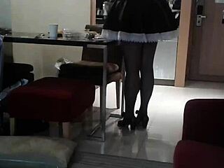 The maid cleans the house efficiently.