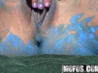 She's a freak masturbating outdoors with shaved pussy and blonde hair starring missy maze