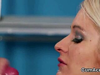 Beautiful Girl Feels Joy In Bukkake Facial