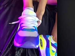 exploring a unique nike air foot fetish with a cute blonde teen girlfriend.