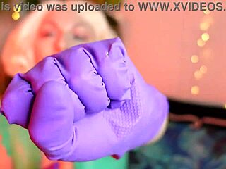 Free fetish video featuring Arya's purple ASMR gloves