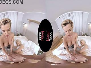 Blonde babe handles virtual taboo scenario