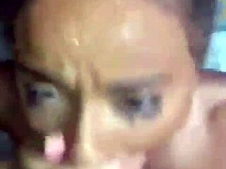 New Teanna Trump gives a sloppy BJ on stairs to a big black cock monster.