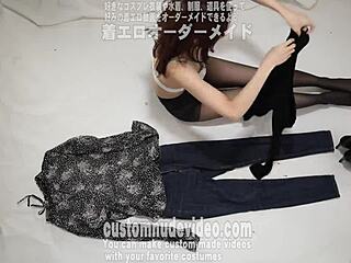 amateur strips and rips underwear in fetish play