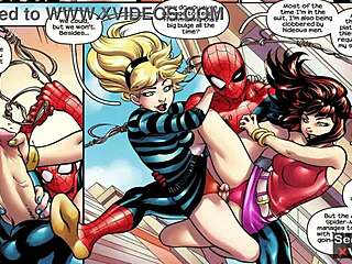 Spider-man enjoys a valentine threesome with marvel superheroes