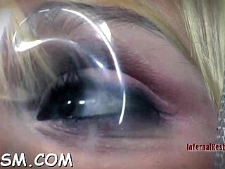 Blonde Slave Bound In Bondage Toys Her Pussy With Fingers