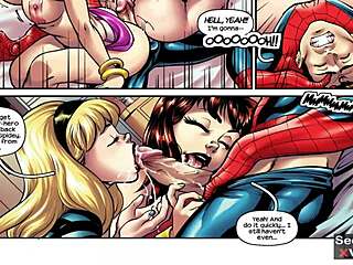 Spider-man enjoys a valentine threesome with marvel superheroes