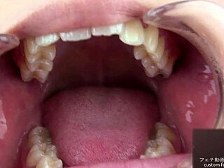 teeth fetish with wet tongue and dripping saliva