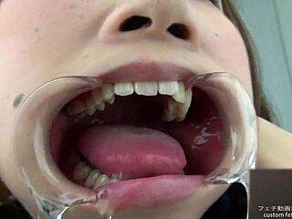 teeth fetish with wet tongue and dripping saliva