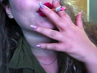 Look at This Cute Blonde Painting Lips Red with Cigarette! Hope You Like It!