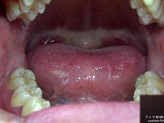 teeth fetish with wet tongue and dripping saliva