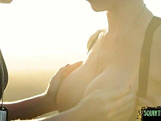 Military lesbo gushes pussy juice while fingering her blonde babe.