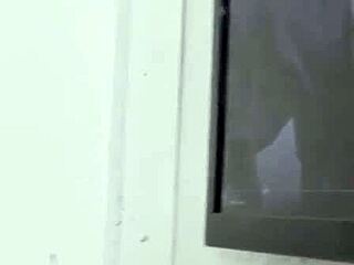 blonde at gloryhole sucks and jerks monster cock for facial