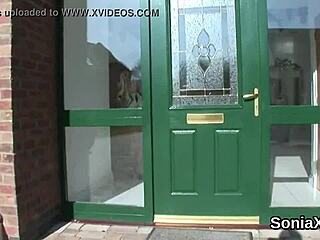 Cheating British milf flaunts massive naturals.