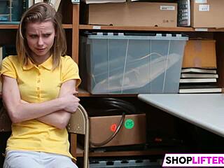 Shoplifting Teen Catarina Takes Hard Cock in Office
