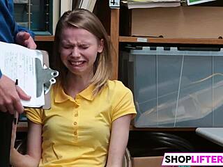 Shoplifting Teen Catarina Takes Hard Cock in Office
